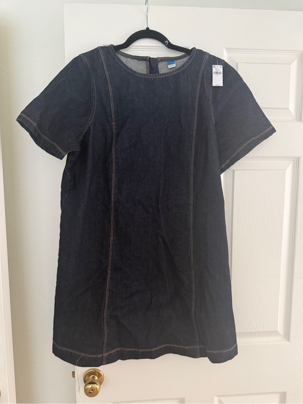 Dark Denim Short Sleeve Shift Dress